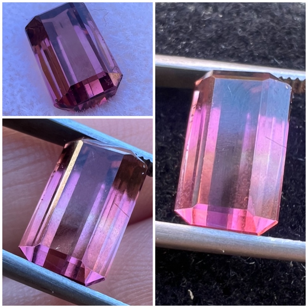 4.13ct genuine rare bi tourmaline loose gemstone with gem jar